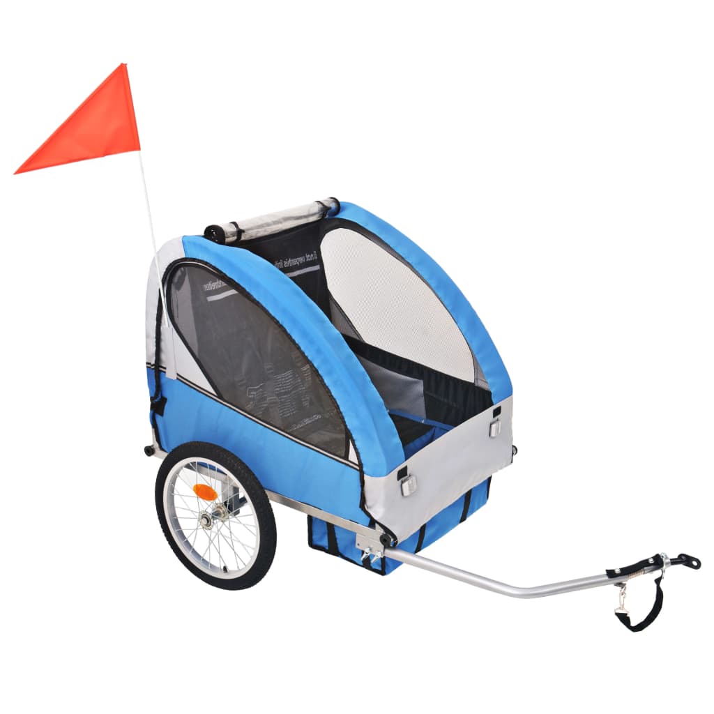 Fietstrailer 30 kg grijs en blauw