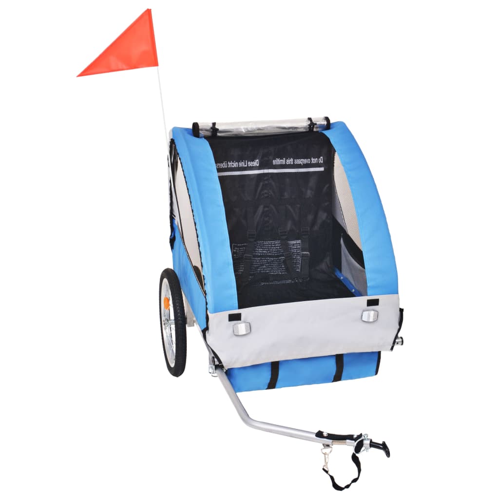 Fietstrailer 30 kg grijs en blauw