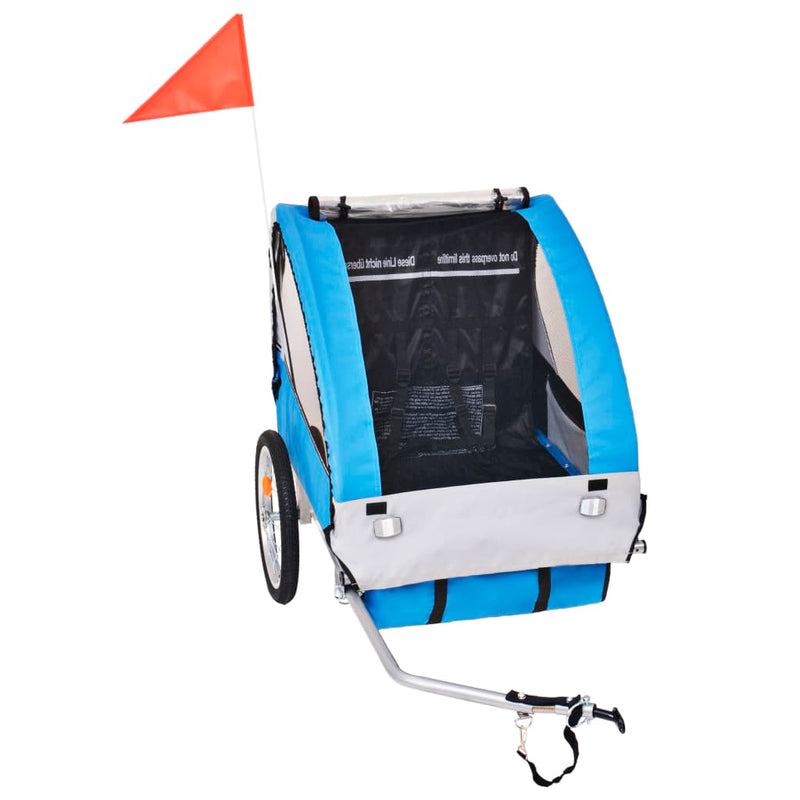 Fietstrailer 30 kg grijs en blauw