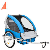 Fietstrailer en kinderwagen 2-in-1 blauw en grijs