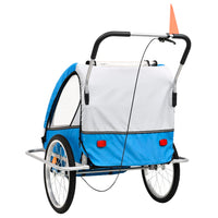 Fietstrailer en kinderwagen 2-in-1 blauw en grijs