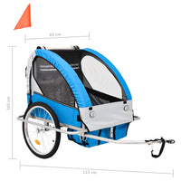 Fietstrailer en kinderwagen 2-in-1 blauw en grijs