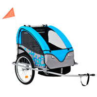 Fietstrailer en kinderwagen 2-in-1 blauw en grijs