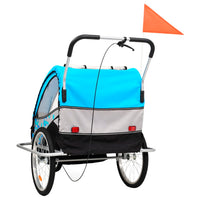 Fietstrailer en kinderwagen 2-in-1 blauw en grijs