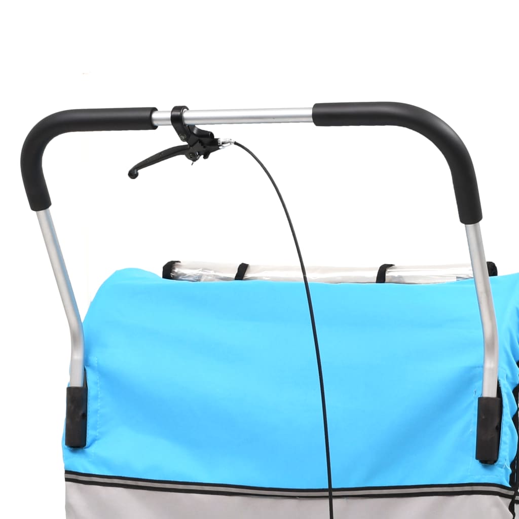 Fietstrailer en kinderwagen 2-in-1 blauw en grijs