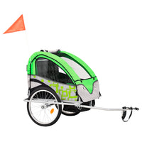 Fietstrailer en kinderwagen 2-in-1 groen en grijs