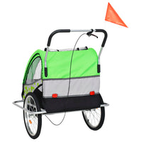 Fietstrailer en kinderwagen 2-in-1 groen en grijs