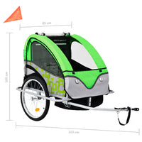 Fietstrailer en kinderwagen 2-in-1 groen en grijs