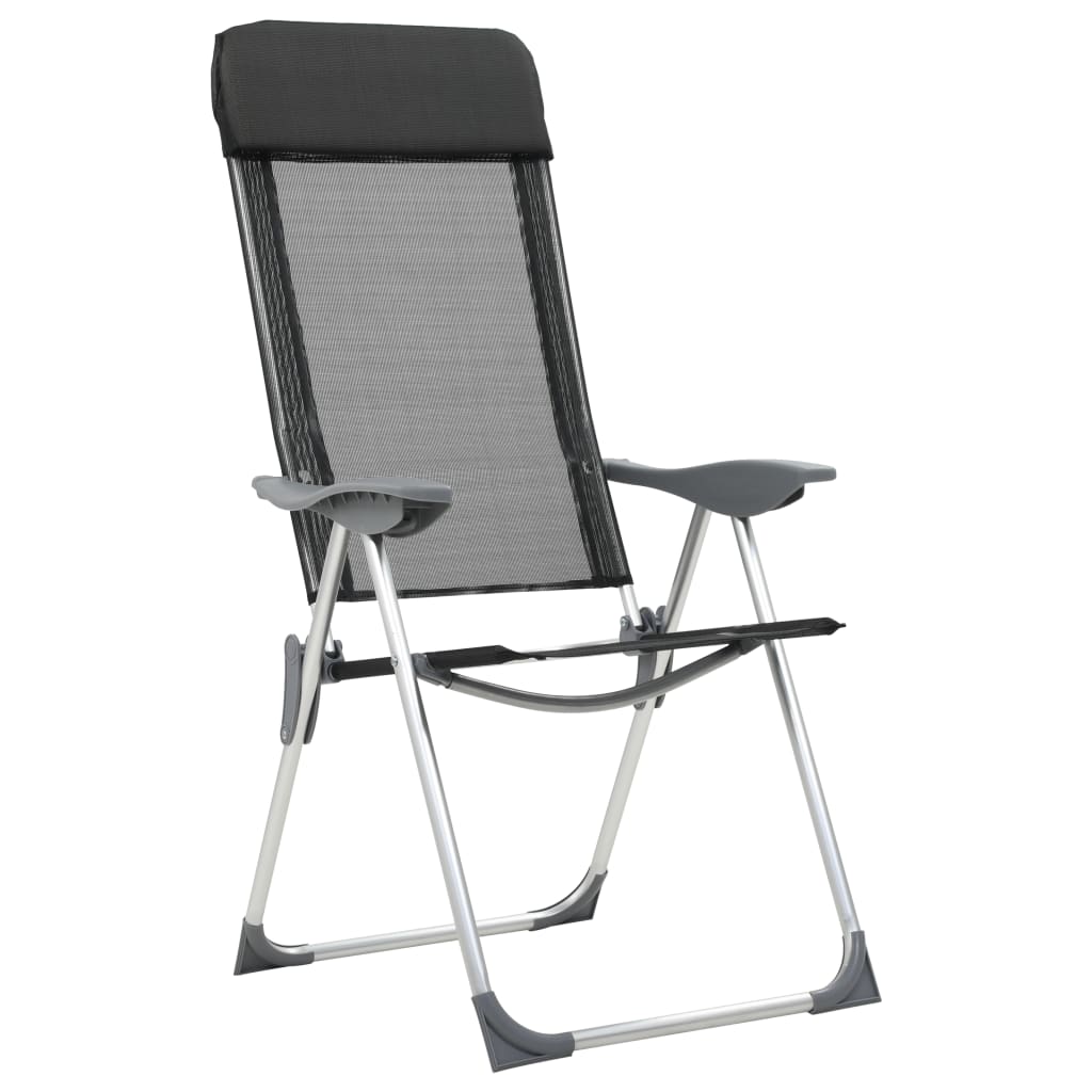 Campingstoelen inklapbaar aluminium zwart 4 st