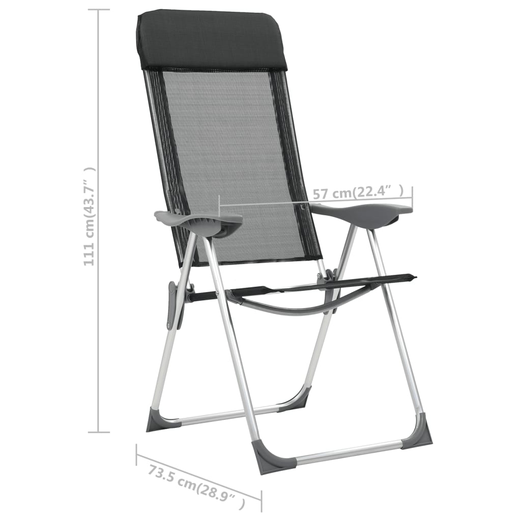 Campingstoelen inklapbaar aluminium zwart 4 st