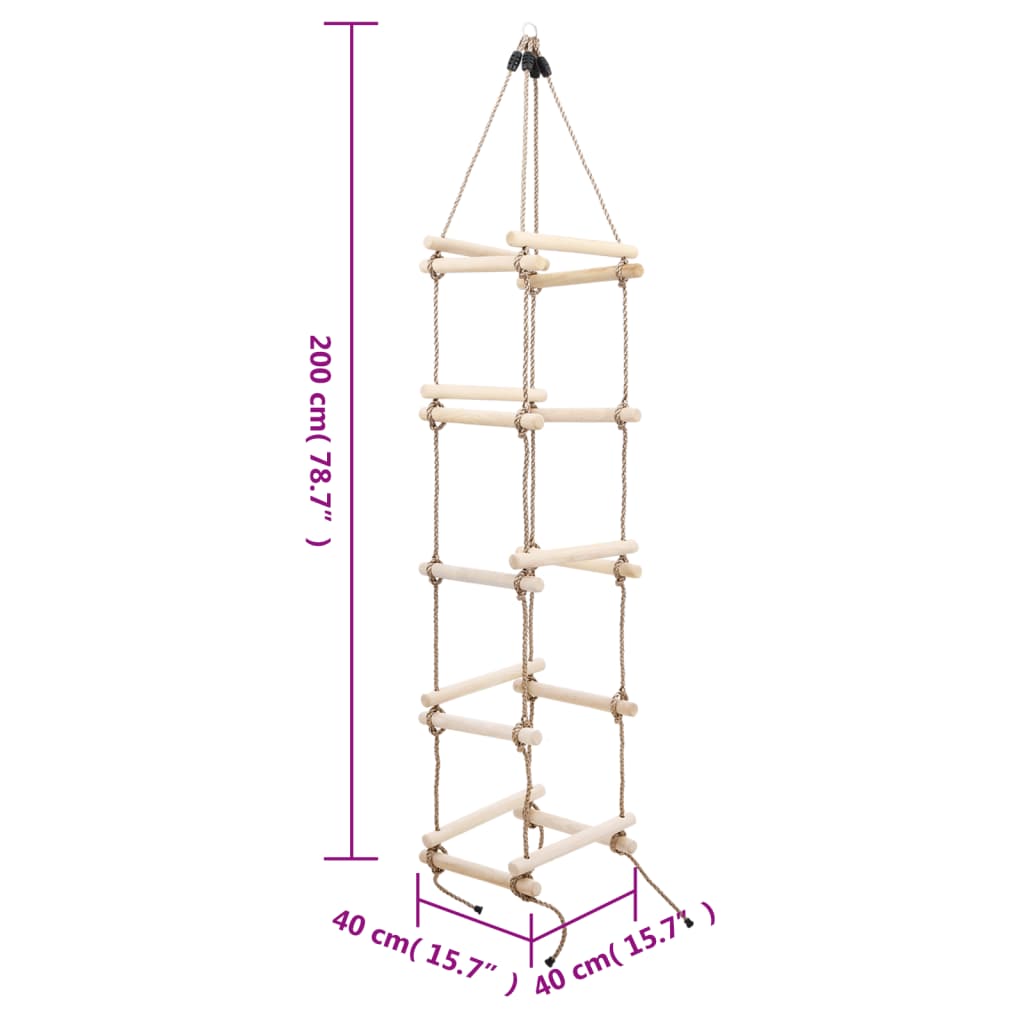 Touwladder 200 cm hout