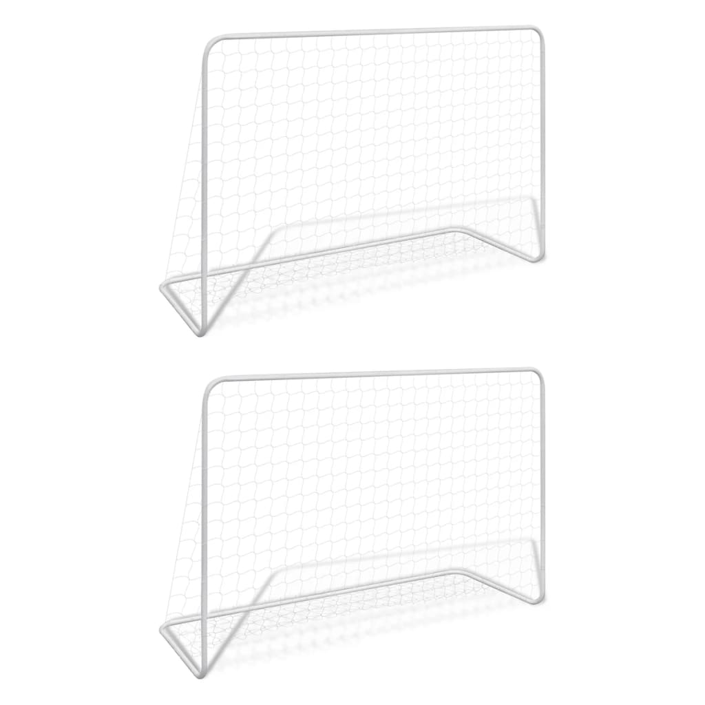 Voetbaldoelen 2 st met netten 182x61x122 cm staal wit