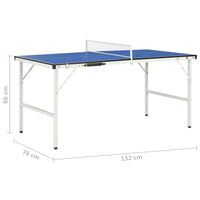 Tafeltennistafel met net 5 feet 152x76x66 cm blauw