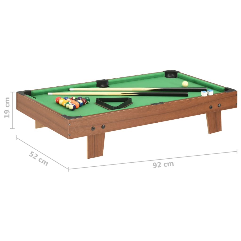 Mini pool table 3 Feet 92x52x19 cm brown and green