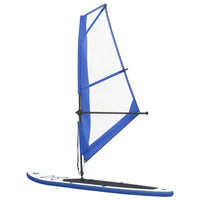 Stand-up paddleboard opblaasbaar met zeilset blauw en wit