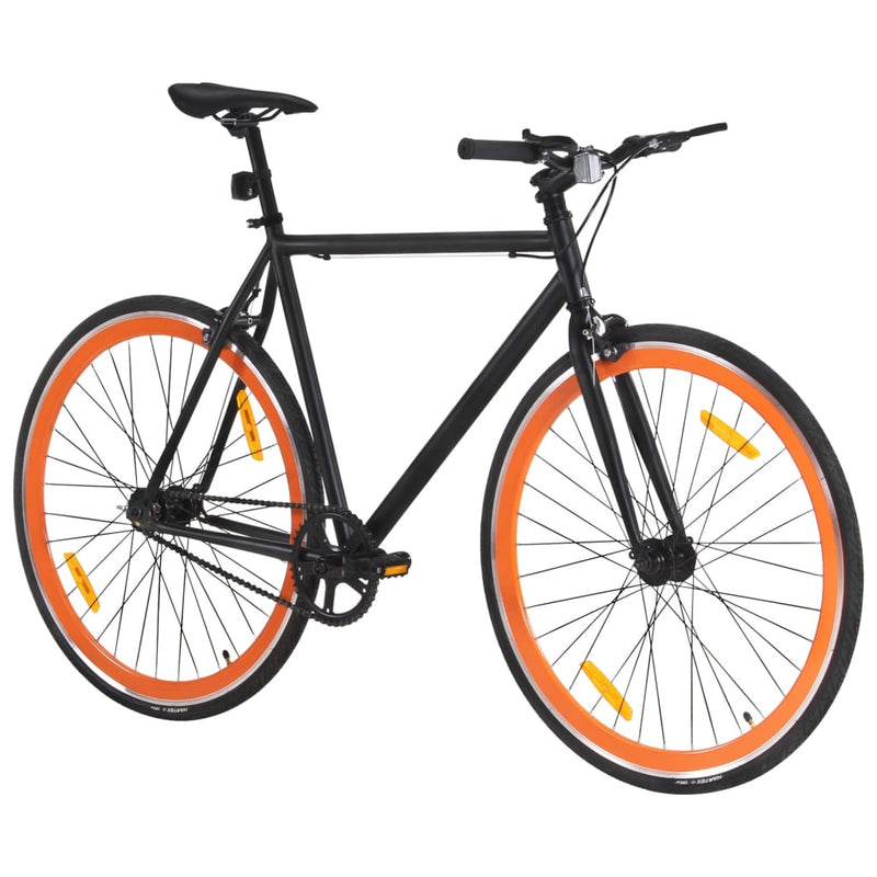 Fiets met vaste versnelling 700 c 51 cm zwart en oranje