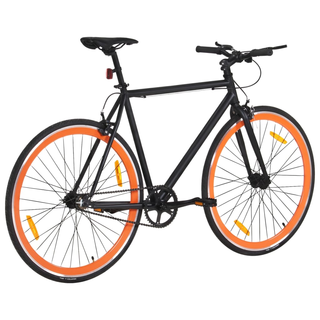 Fiets met vaste versnelling 700 c 51 cm zwart en oranje