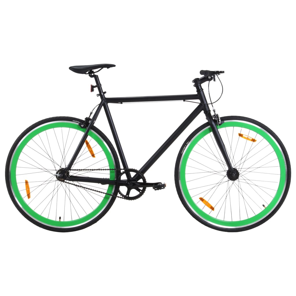 Fiets met vaste versnelling 700 c 59 cm zwart en groen