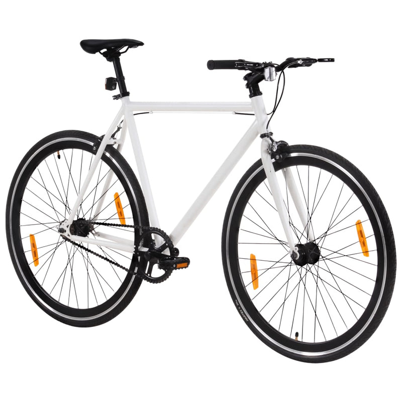 Fiets met vaste versnelling 700 c 51 cm wit en zwart