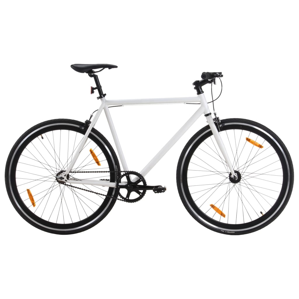 Fiets met vaste versnelling 700 c 55 cm wit en zwart