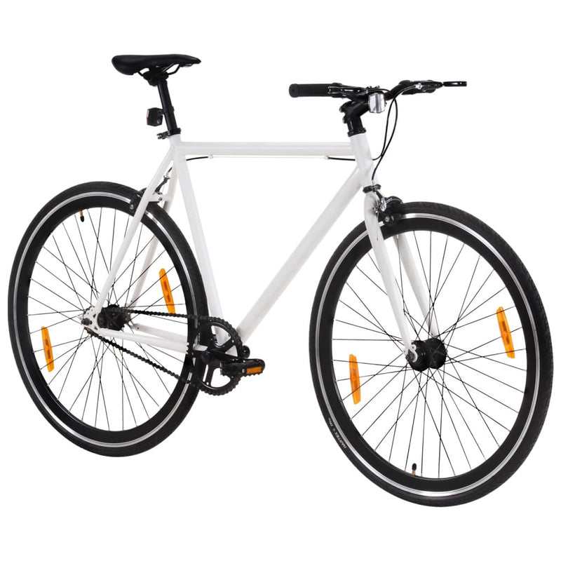 Fiets met vaste versnelling 700 c 55 cm wit en zwart