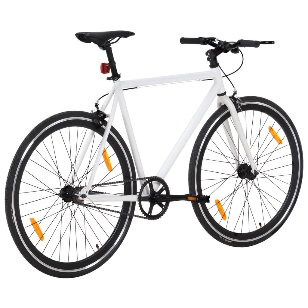 Fiets met vaste versnelling 700 c 55 cm wit en zwart