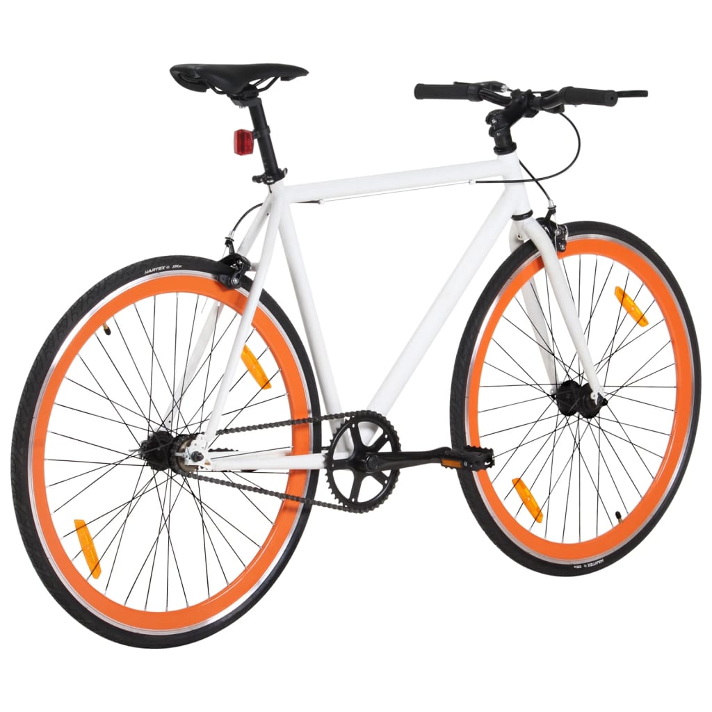 Fiets met vaste versnelling 700 c 51 cm wit en oranje