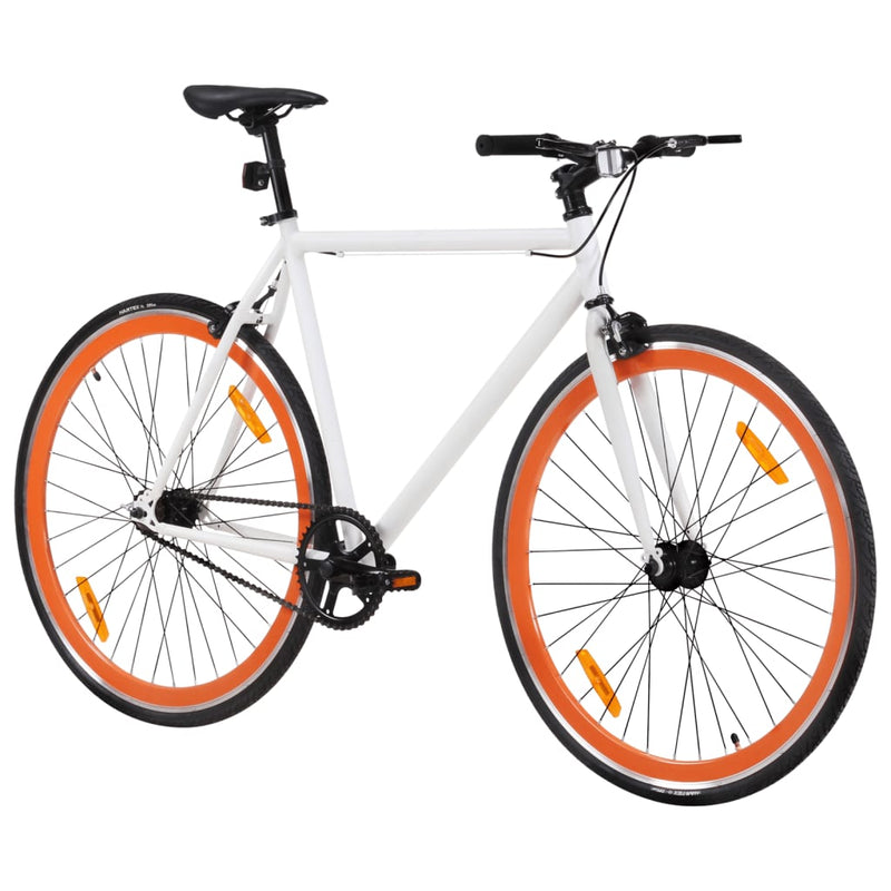 Fiets met vaste versnelling 700 c 51 cm wit en oranje