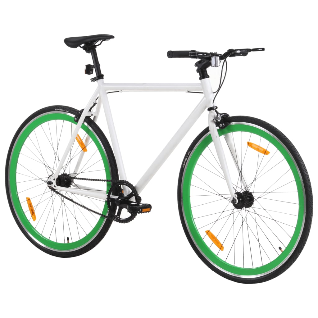 Fiets met vaste versnelling 700 c 59 cm wit en groen