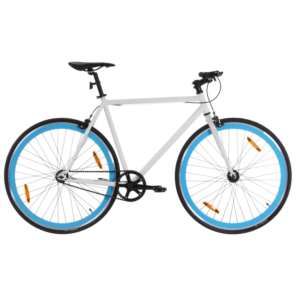 Fiets met vaste versnelling 700 c 51 cm wit en blauw