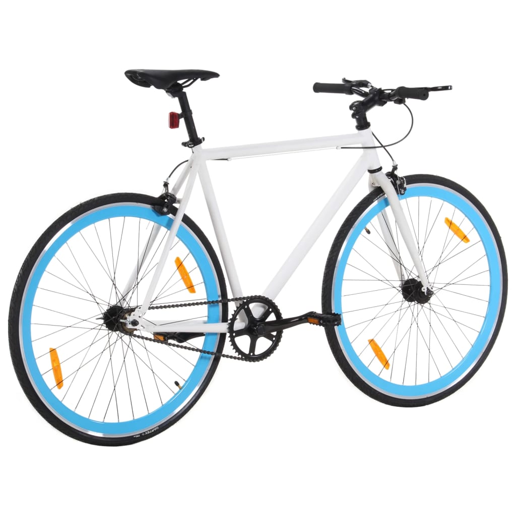 Fiets met vaste versnelling 700 c 59 cm wit en blauw