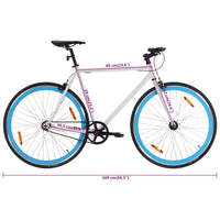 Fiets met vaste versnelling 700 c 59 cm wit en blauw