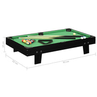 Mini pool table 3 Feet 92x52x19 cm black and green