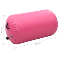 Gymnastiekrol met pomp opblaasbaar 100x60 cm PVC roze