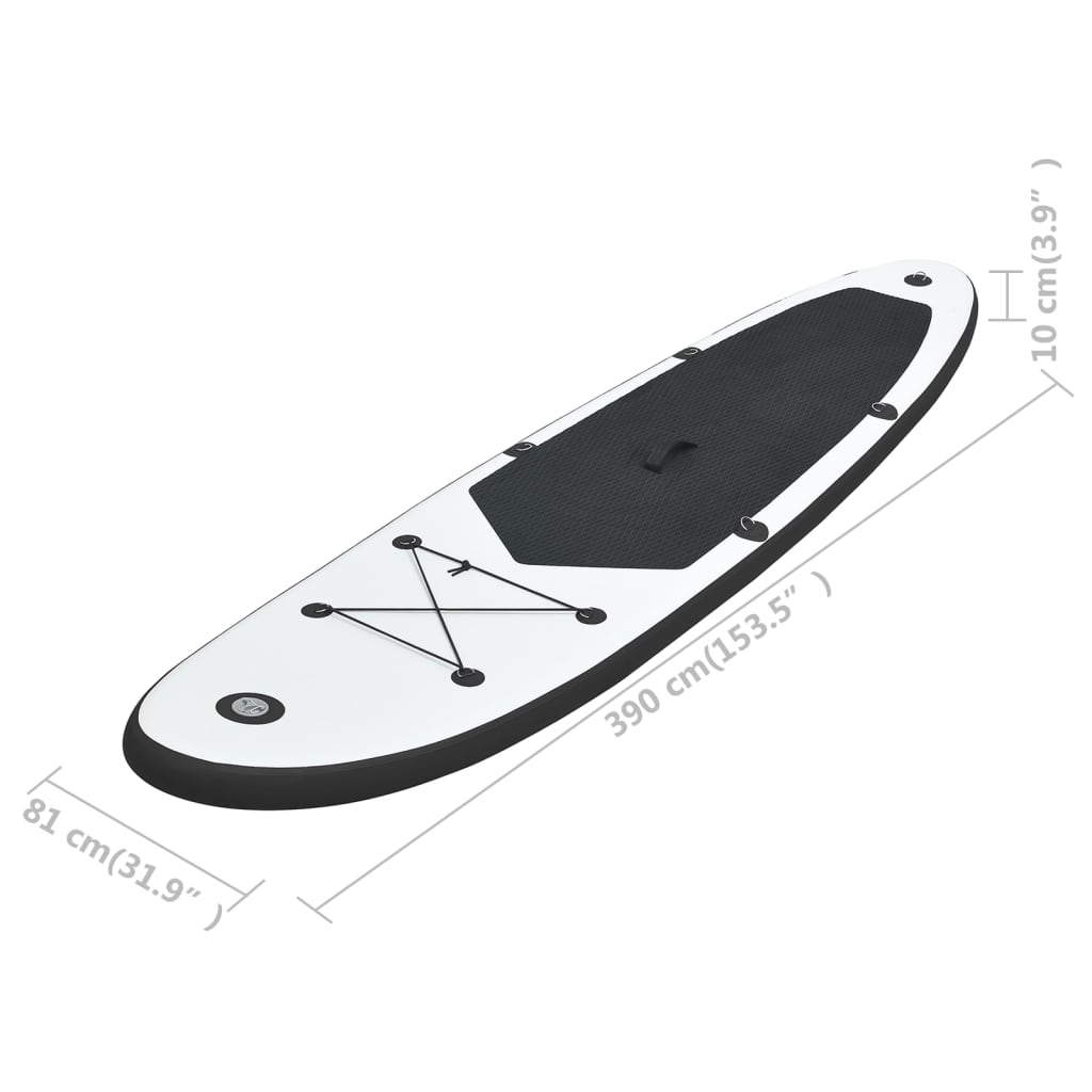 Stand Up Paddleboardset opblaasbaar zwart en wit