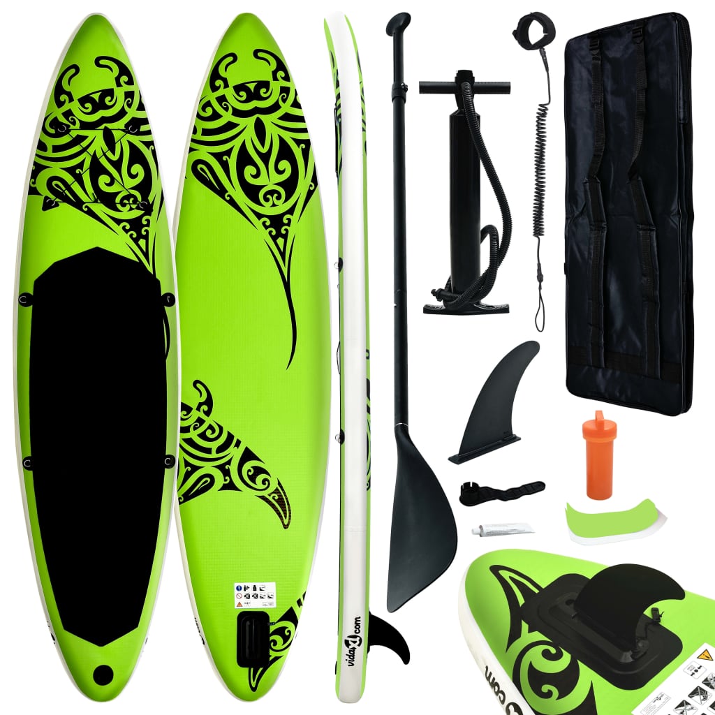 Stand Up Paddleboardset opblaasbaar 305x76x15 cm groen