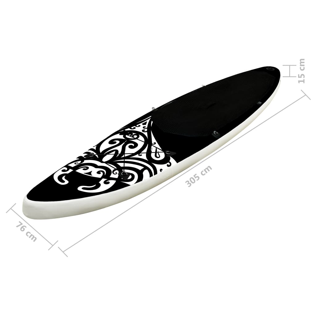 Stand Up Paddleboardset opblaasbaar 305x76x15 cm zwart