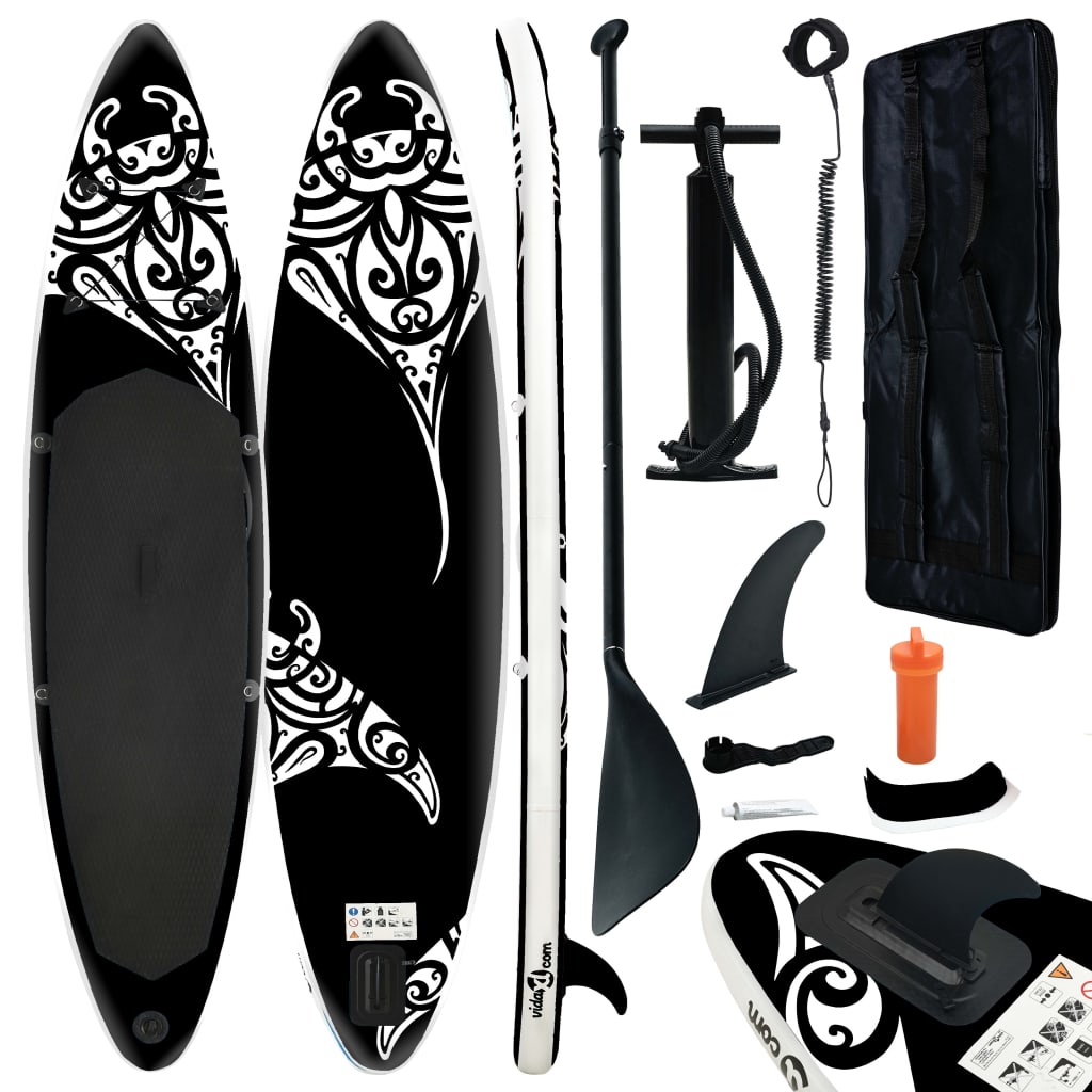 Stand Up Paddleboardset opblaasbaar 366x76x15 cm zwart