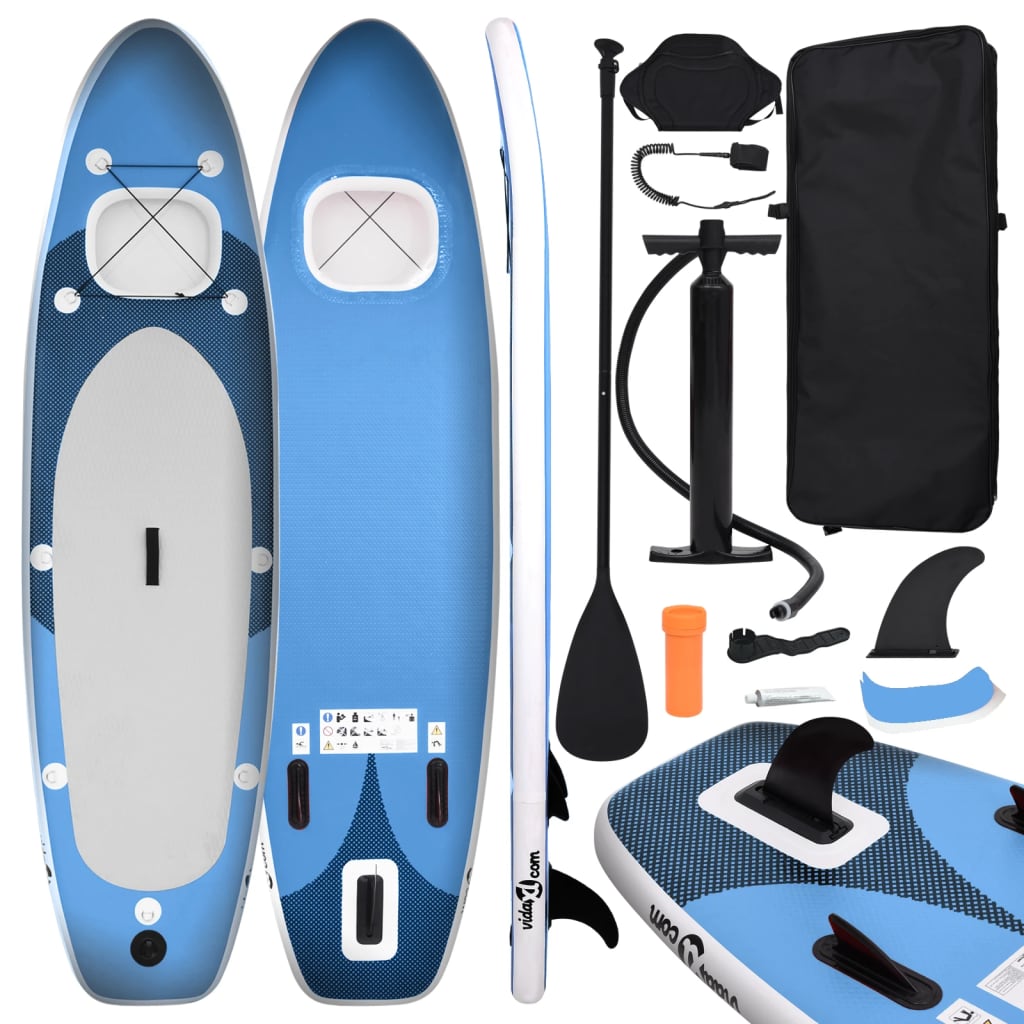 Stand Up Paddleboardset opblaasbaar 300x76x10 cm zeeblauw