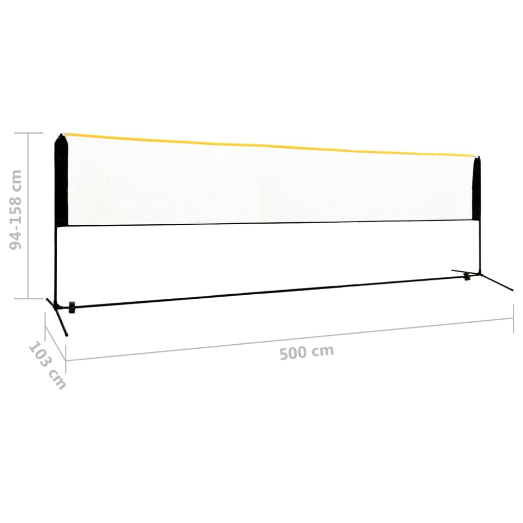 Badmintonnet verstelbaar 500x103x94-158 cm metaal