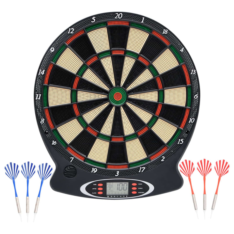 Dartbord elektrisch met darts polypropeen zwart