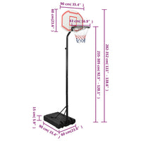 Basketbalstandaard 282-352 cm polyethyleen wit