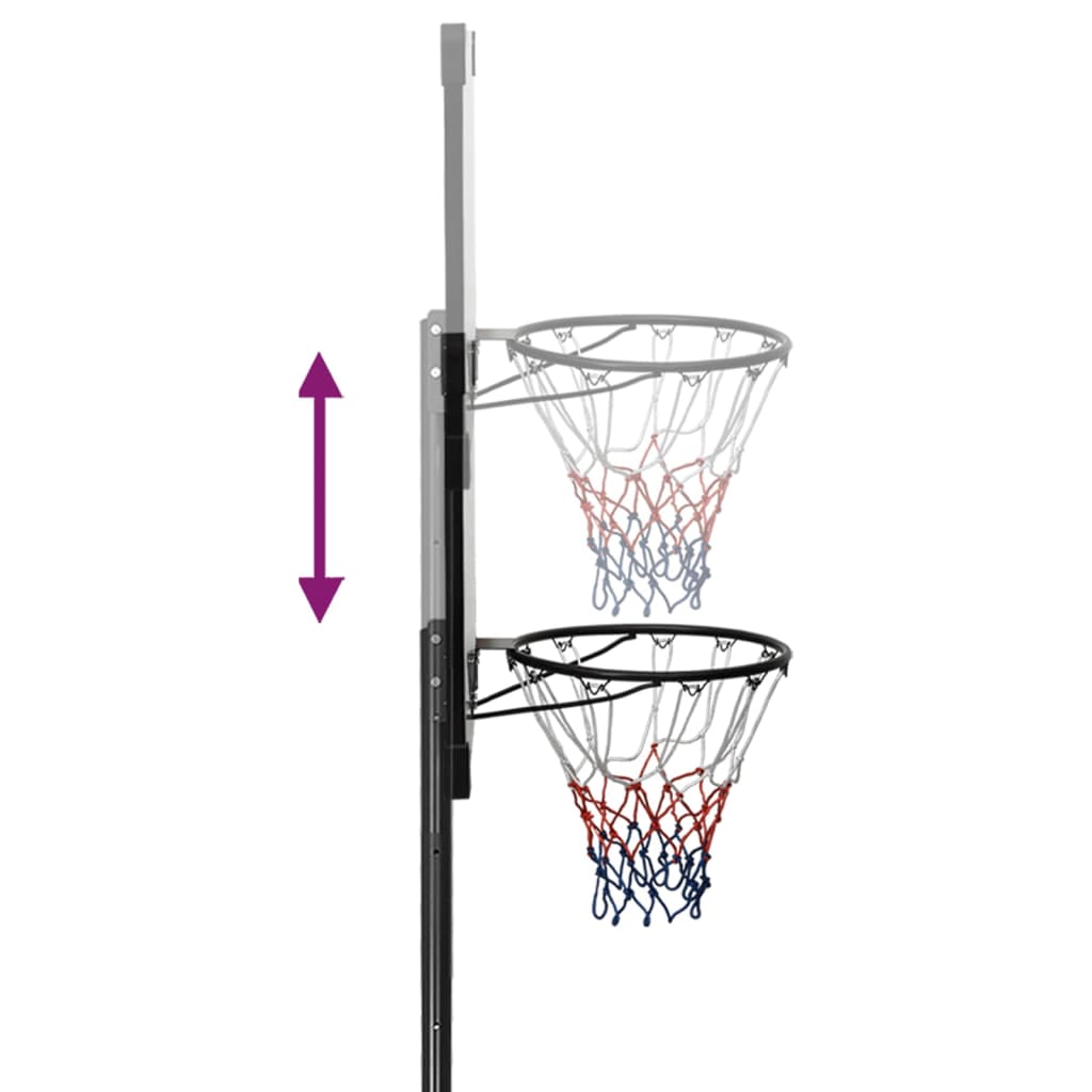 Basketbalstandaard 280-350 cm polycarbonaat transparant