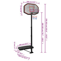 Basketbalstandaard 258-363 cm polyetheen