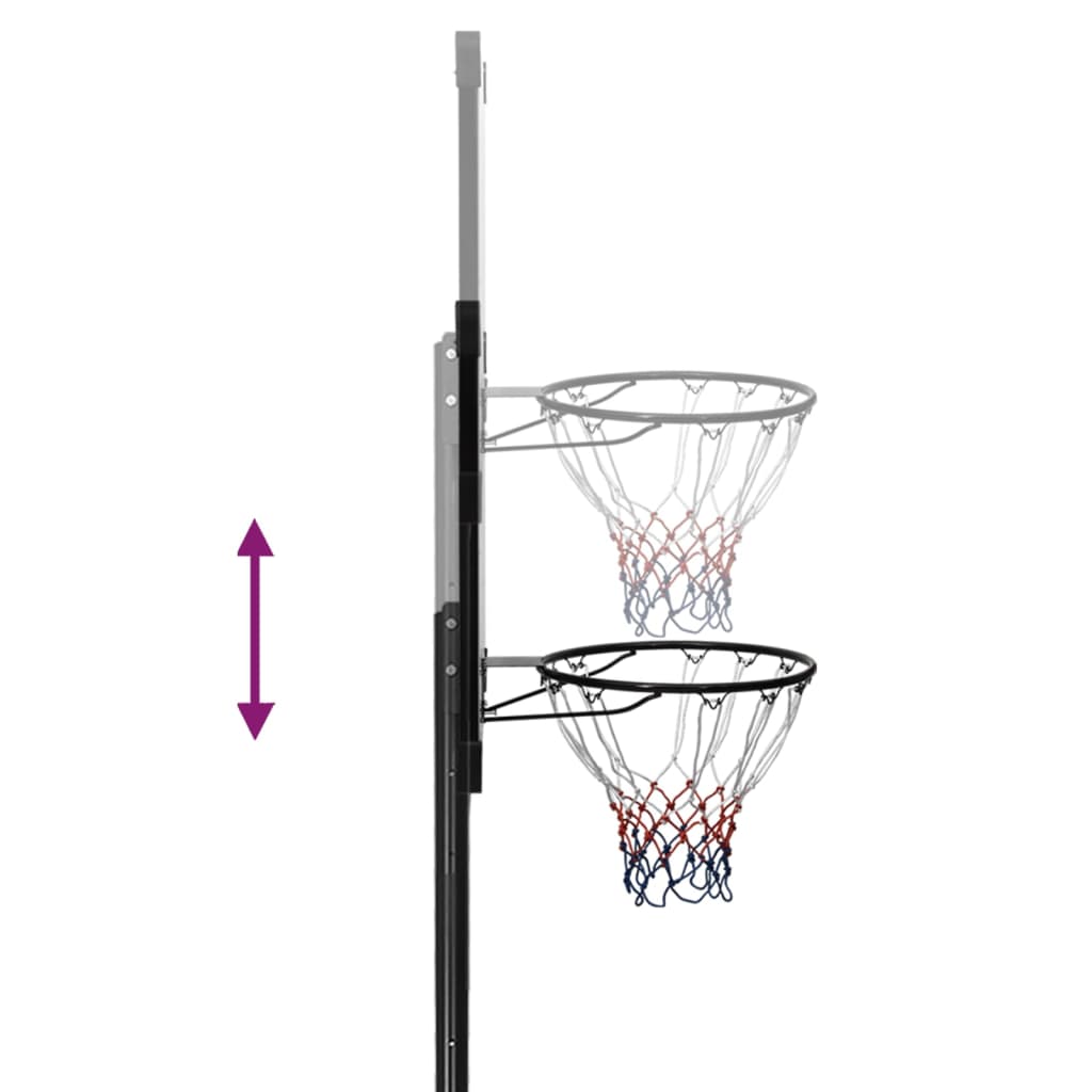 Basketbalstandaard 256-361 cm polycarbonaat transparant