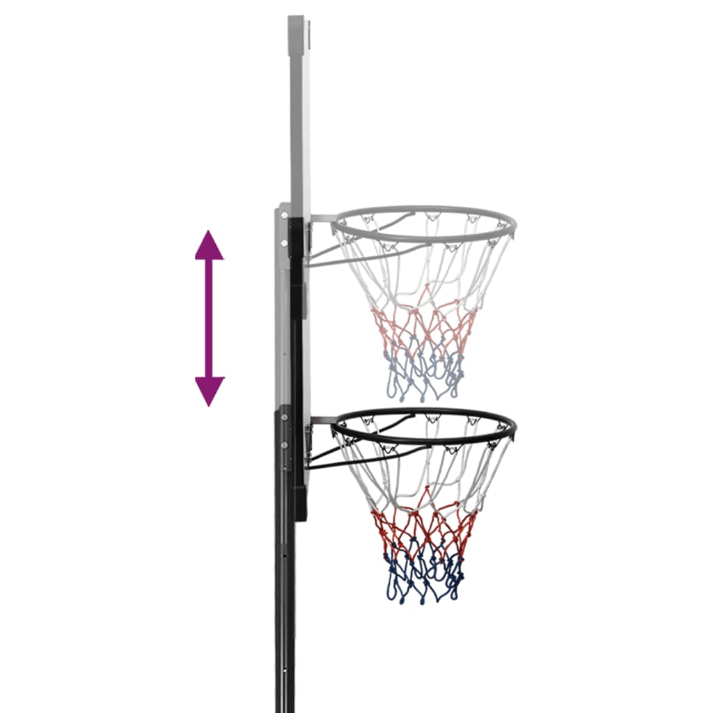 Basketbalstandaard 235-305 cm polycarbonaat transparant