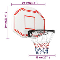 Basketbalbord 90x60x2 cm polyetheen wit