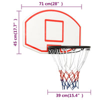 Basketbalbord 71x45x2 cm polyetheen wit