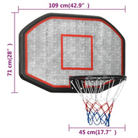 Basketball board 109x71x3 cm polyethylene black