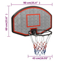 Basketbalbord 90x60x2 cm polyetheen zwart